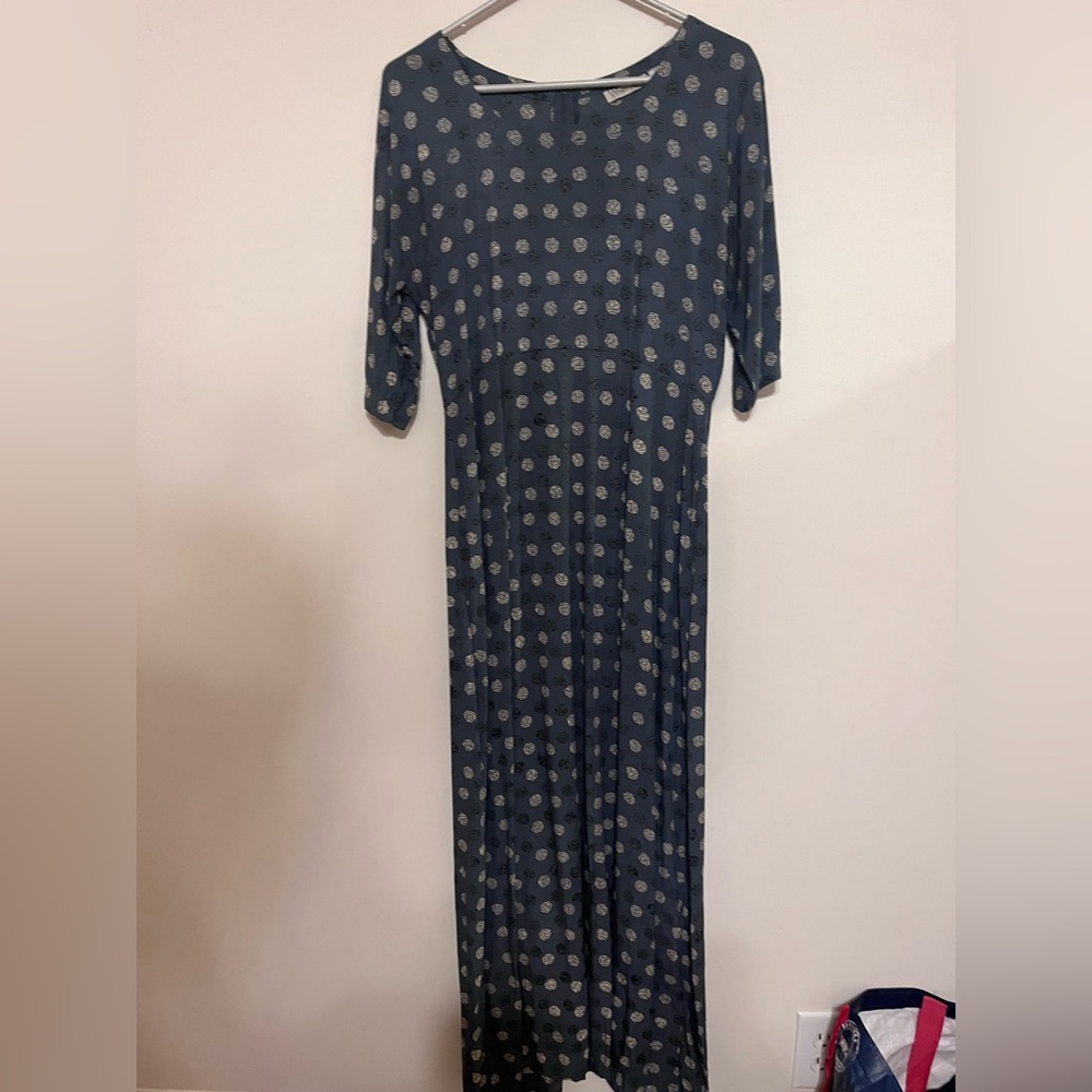 Elegant Blue Polka Dot Dress